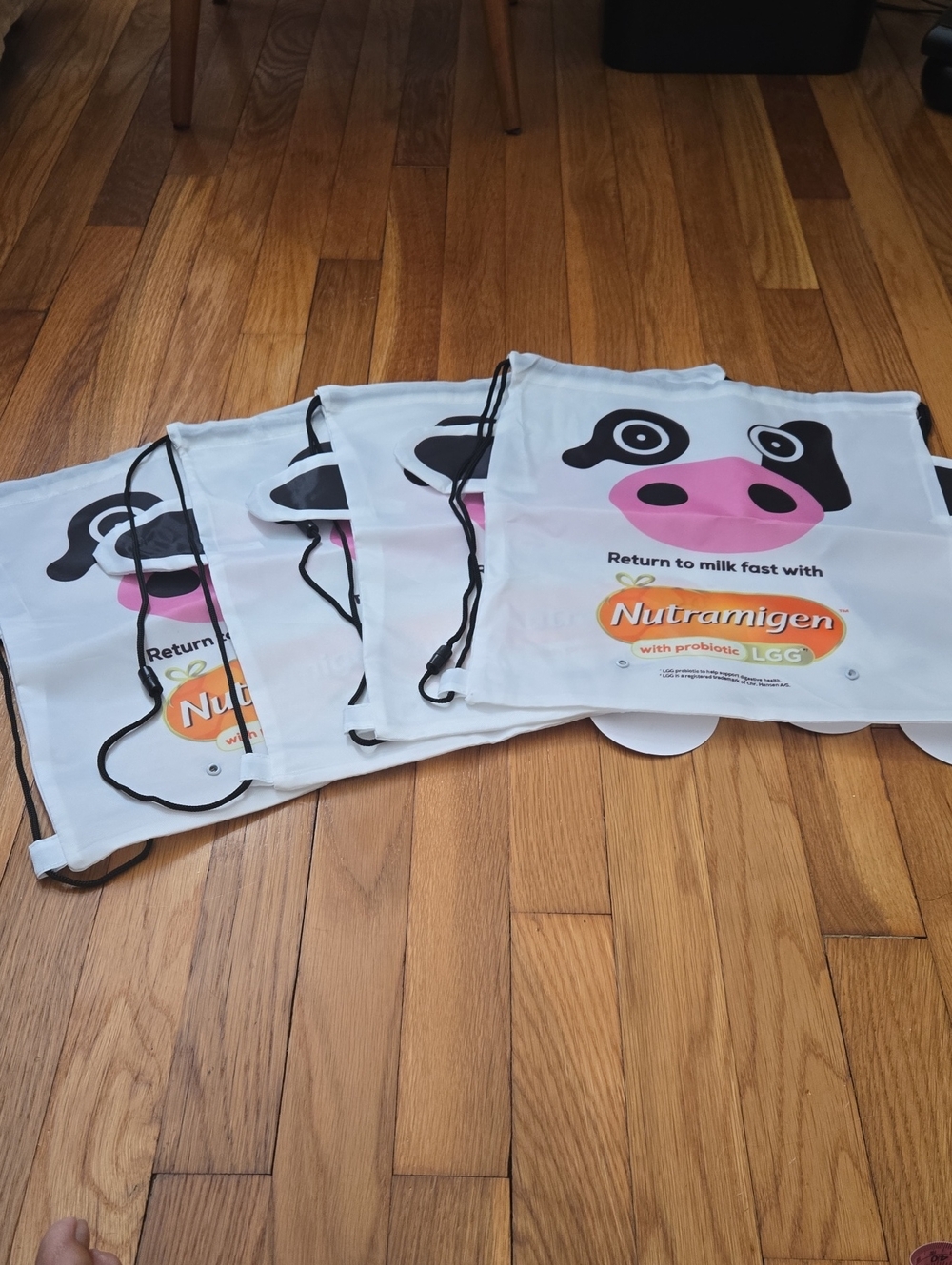 4 NEW Kids Bags Cow Drawstring